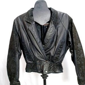 Ladies Wilson Leather Paisley Bomber Jacket Black Size XS
